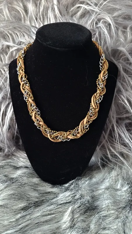 Leather, Silver And Gold-Toned Metal Necklace