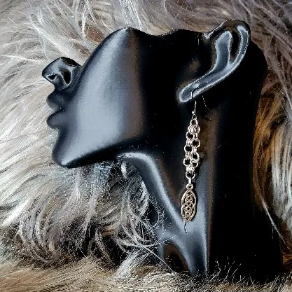 Silver-Toned Chain Mail Earings